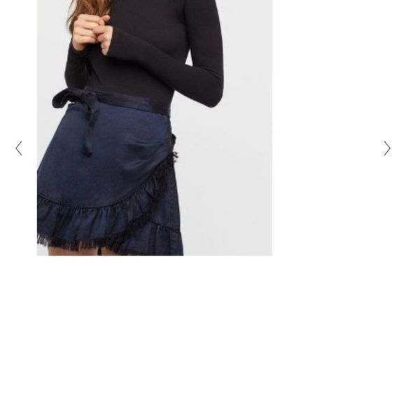 Free people 10 Jean Ruffle Wrap Skirt Dark Wash Fringe Boho Sexy Adjustable - Picture 11 of 11